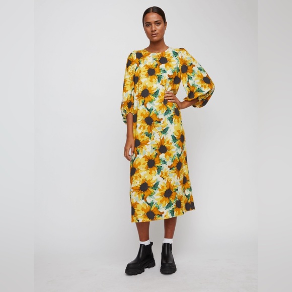 S O L D. Just Female Smooth Sunflower Dress size 40 US 14 or Large - Picture 1 of 12